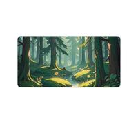 Enchanted Wilderness Fantasy on Dark Green Keyboard Mat Large Gaming Mouse Pad, Anti-Slip Desk Mat for Desktop Desk Work/Home Writing Mat 11.8 * 23.6 Inches