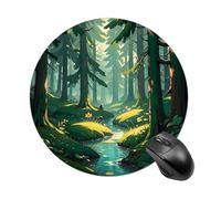 Enchanted Wilderness Fantasy on Dark Green Mouse Pad for Office, Mouse Mat with Non-Slip Base, Waterproof Desk Pad Protector for Home, Personalized Mouses Mat for Travel, Outdoor, 7.8" X 7.8"