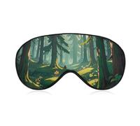 Enchanted Wilderness Fantasy on Dark Green Sleep Mask Light Blocking Eye Cover Polyester Eye Mask with Elastic Strap Blindfold for Side Sleeper Sleeping Masks Face Hugging for Women Men Travel