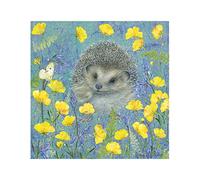 Enchanted Wildlife Card - Hedgehog In Primroses