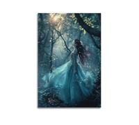Enchanted Willow Tree Fairies Wall Art Poster, Rustic Cottagecore Canvas Print, Dorm Apartment Decor 16x24inch(40x60cm)