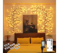 Enchanted Willow Vine Fairy Lights - 7.5Ft Christmas Decorations Twinkling Tree Branch with Remote Control, 144 LEDs Twinkle String Lights for Wall Bedroom Living Room Home Decor (1 Pack)