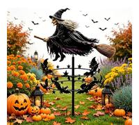 Enchanted Witch Garden Wind Spinner, Metal Halloween Outdoor Decoration, Garden Stake Lawn Ornament, Fall Decor for Patio Pathway Yard, Halloween Outside Garden Decor