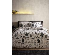 Catherine Lansfield Enchanted Witchcraft Reversible King Duvet Cover Set with Pillowcases Black/Natural