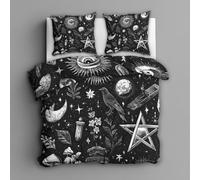 Enchanted Witchcraft Single Bed Duvet Cover Set 2 Piece with 1 Pillowcase, Dark Magic Witch Gothic Patterned Bedroom Decor Bedding, Soft Microfibre Quilt Cover with Zip JF#33