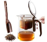 Enchanti Magic Tea Pot Glass Teapot with Infuser and Lid, Magic Pot Tea Water Separation with Wooden Handle, Witchcraft Magical Teapot with Built-in Strainer for Loose Tea(20oz(600ml))