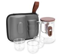 Enchanti Tea Pot, Magic Witchcraft Enchanted Glass Travel Teapot with Removable Straine, Borosilicate Glass Water Separation Press Control Tea Pot with 3 Cups, Storage Bag, 330ml