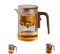 Enchanti Tea Pot, Tea Infuser Pot, Enchantipot Magic Teapot, Water Separation Glass Teapots with Wooden Handle, with Strainer and Infuser, Enchantitea Pot (600ml)