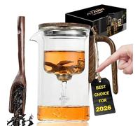 Enchanti Tea Pot, Water Separation Glass Teapot with Wooden Handle, Witchcraft Magical Teapot, Glass Tea pot with Infuser Strainer, Enchantipot Magic Tea Pot (600ml)