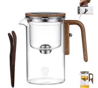 Enchanti Tea Witchcraft Teapot, Enchantea Teapot One Click Magnetic Switch Tea Separation Filtration Glass Tea Pot Water Separation Glass Teapot with Wooden Handle (Transparent, 520ML)