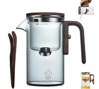 Enchanti Tea Witchcraft Teapot, Enchantea Teapot One Click Magnetic Switch Tea Separation Filtration Glass Tea Pot Water Separation Glass Teapot with Wooden Handle (Gray, 720ML)
