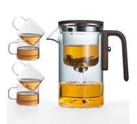 Enchanti teapot, Enchantipot Magic Teapot, Witchcraft Teapot, Enchanting Tea Pot Magic Tea Pot, Tea Separation Filtration Glass Tea Pot (520ml Grey +4cup)