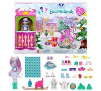 Enchantimals Advent Calendar with Sybill Snow Leopard Doll (6-in), Animal Figure, & 24 Accessories, Great Gift for Kids Ages 4Y+, HHC21