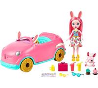 Enchantimals Bunnymobile Car (10.2-in) 10-Piece Set with Doll, Bunny Figure, and Accessories, Great Gift for Kids Ages 3 and Up, HCF85