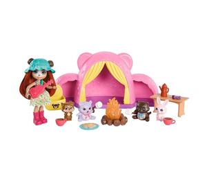 Enchantimals - Coccole Camping Tent, Playset with Doll and a Puppy Friend, Tent, Sleeping Bag, Campfire and many other accessories included, Toy for Kids, 4+ Years, HTW71