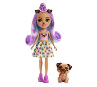 Enchantimals Dolls, City Tails Penna Pug Doll and Trusty Animal Friend, Small Doll with Removable Skirt and Accessories, Gifts for Kids, HKN11