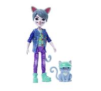 Enchantimals Dolls, Glam Party Cole Cat Doll and Claw Animal Friend, Small Doll with Removable Clothing and Accessories, Gifts for Kids, HNT59