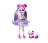 Enchantimals Dolls, Glam Party Pemma Panda Doll and Clamber Animal Friend, Small Doll with Removable Skirt and Accessories, Gifts for Kids, HNT58