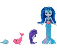 Enchantimals Family Toy Set, Dorinda Dolphin Doll (6-in) with Removable Tail and 3 Animal Figures