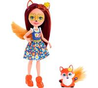 Enchantimals Felicity Fox Doll & Flick Figure, 6-inch small doll, with long brown hair, animal ears and furry tail, removable skirt and shoes, Gift for 3 to 8 Year Olds , FXM71