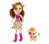 Enchantimals FXM77 Cailey Cow Doll (6 Inch), and Curdle Animal Friend Figure, Multicolour
