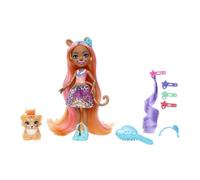 Enchantimals Glam Party Deluxe Hair - Doll with Zemirah Zebra, Gillian Giraffe or Charisse Cheetah with Super Long Hair and 5 Hair Play Accessories, for Children from 4 Years, HNV30