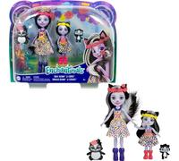Enchantimals HCF82 - Sage Skunk and Little Sister (approx. 15 cm and approx. 4 cm) and 2 Animal Figures, Removable Skirt and Accessories, Great Gift for Children from 3 Years