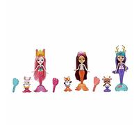 Enchantimals Mermaid Dolls 3-Pack , Bree Bunny, Felicity Fox, Danessa Deer dolls with Animal Friends and Hairbrush Accessories, gift for boys and girls +3 Years old - HCF87