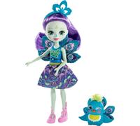 Enchantimals Patter Peacock Doll & Flap Figure, 6-inch small doll, with long purple hair, peacock wings, removable skirt, headpiece and shoes, Gift for 3 to 8 Year Olds, FXM74