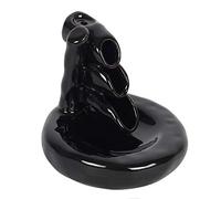 Enchanting Black Ceramic Bamboo Waterfall Backflow Incense Burner - 9cm x 10cm (1 Pc.) - Unique & Eye-Catching Design - Enhance Relaxation & Meditation - Ideal for Artistic Home Decor