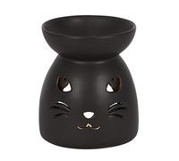 Enchanting Black Ceramic Cat Cut Out Oil Burner - 10.5cm x 9.2cm (1 Pc.) - Luxurious Design, Premium Material, Aromatherapy Accessory - Ideal for Home & Office Decor