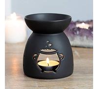 Enchanting Black Ceramic Cauldron Cut Out Oil Burner - 10.5cm x 9cm (1 Pc.) - Luxurious Design, Premium Material, Aromatherapy Accessory - Ideal for Home & Office Decor