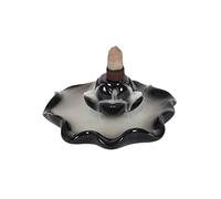Enchanting Black Ceramic Lotus Pool Backflow Incense Burner - 9cm x 10cm (1 Pc.) - Unique & Eye-Catching Design - Enhance Relaxation & Meditation - Ideal for Artistic Home Decor
