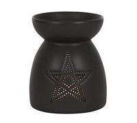 Enchanting Black Ceramic Pentagram Cut Out Oil Burner - 10.5cm x 9.2cm (1 Pc.) - Luxurious Design, Premium Material, Aromatherapy Accessory - Ideal for Home & Office Decor