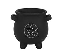 Enchanting Black Terracotta Pentagram Cauldron Plant Pot - 12cm x 13cm (1 Pc) - Unique Design, Great Accent for Magical & Nature Lovers - Perfect Garden Decor