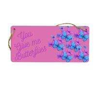 Enchanting Blue Butterfly Design Hanging Sign for a Loving Girlfriend, Wife, or Partner - Adds a Touch of Love and Magic to Your Home, Kitchen, or Bedroom - Beautifully crafted from Plywood