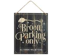 Enchanting "Broom Parking Only" Hanging Sign - 30cm x 25cm (1 Pc.) - Whimsical MDF Hanging Decor - Perfect for Halloween & Everyday Charm