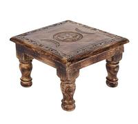 Enchanting Brown Wood Triple Moon Altar Table w/Border - 21cm x W30cm (1 Pc) - Exquisite Decoration, Quality Craftmanship - Ideal for Spiritual Home Decor