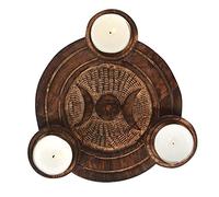 Something Different Tea Light Candle Holder Enchanting Brown Wood Triple Moon 2.5 x 17.2cm (1 Pc)