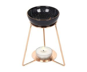 Enchanting Ceramic Purple Star Sign Oil Burner with Metal Base - 10.5cm x W10cm (1 Pc.) - Unique Design & Premium Quality Material - Ideal for Home Decor & Aromatherapy Enthusiasts
