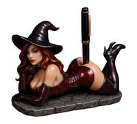 Enchanting Desktop Ornament for Home Or Stylish Witch Pen Holder Unique Decoration for Writing Enthusiasts and Collectors Ideal for Witchcraft Lovers Szq687 (Red, 13CM)