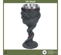 Enchanting Dragon Coil Goblet Black Resin Hand-Painted Cup 20cm