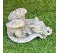 Enchanting Dreaming Dragon Stone Cast Statue Small Outdoor Ornament Garden Sculpture