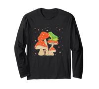 Enchanting Forest Amphibian on Toadstools with Stars Long Sleeve T-Shirt