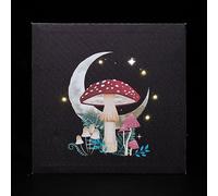 Enchanting Forest Mushroom Light-up Canvas: Ethereal 30x30cm Wall Art with LED Lights - Magic-Themed Glow-in-the-Dark Illustration, Battery-Operated Fairy Tale Ambiance - Illuminated Wall Decor