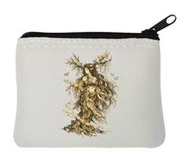 Enchanting Forest Spirit with Nature Elements Neoprene Coin Purse Pouch 10x11cm White