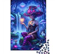 Enchanting Forest Witch with Heart 1000 Piece Jigsaw Puzzle for Adults, 52x38cm/1000pcs, White Cardboard Pieces, Screen-Free Leisure And Quiet Weekends