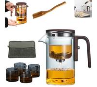 Enchanting Glass Teapot with Infuser 750ml Magic Harmony Teapot Water Separation Design Elegant Wooden Handle Perfect for Tea Lovers and Witchcraft Enthusiasts.