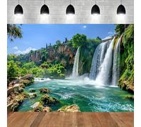 Enchanting Green and Waterfall Scenes - Polyester Fiber Photography Background Cloth for Parties and Events 350x230cm