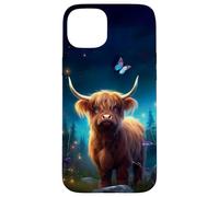 Enchanting Highland Cow with Butterfly Case for iPhone 15 Plus